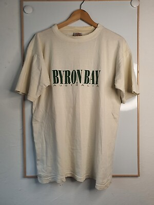#ad Vintage Byron Bay Shirt Mens Size Large White Australian Spirit Holiday Souvenir AU $33.00