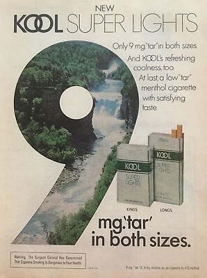 #ad 1977 Kool Cigarettes 1 Page Magazine Print Advertisement River Waterfalls $7.99