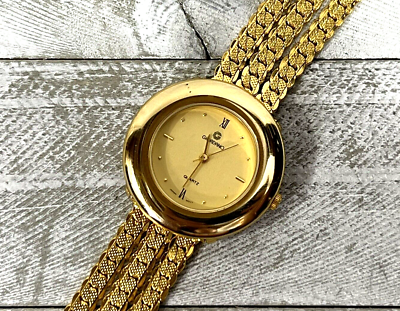#ad Vintage Giordano Womens Round Analog Dress Watch All Gold Tone 33 mm $34.99