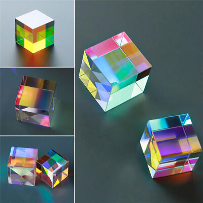 #ad 2pc Optical Glass X Cube Dichroic Cube Prism RGB Combiner Splitter Crystal Gift $11.89