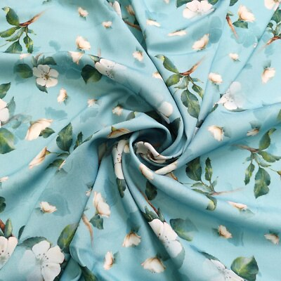 #ad 1 yard X 1.4 meterBlue Floral Viscose Fabric Dress Shirt Material Cotton Poplin $9.26
