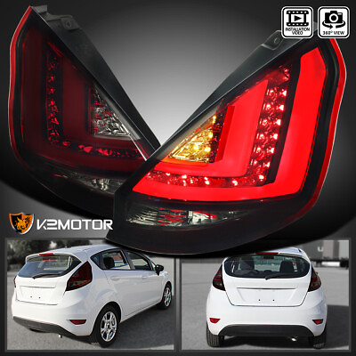 #ad Red Smoke Fits 2011 2013 Ford Fiesta Hatchback LED Tube Tail Lights Brake Lamps $123.16