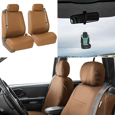 #ad Front Bucket Seat Covers for Built in Seatbelt Auto Car Sedan SUV Tan w Gift $37.99