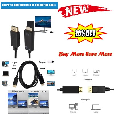 #ad NEW Display Port DP to HDMI Displayport to HDMI Cable Adapter $3.97