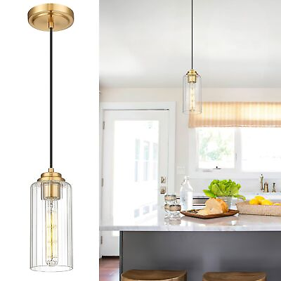 #ad YKLITG Modern Pendant Light Gold Kitchen Island Light with Clear Glass Shade... $44.04