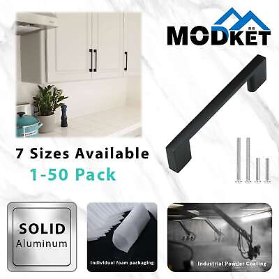 #ad Black Modern Cabinet Handles Bar Pulls Kitchen Bathroom Drawer Hardware Aluminum $106.00