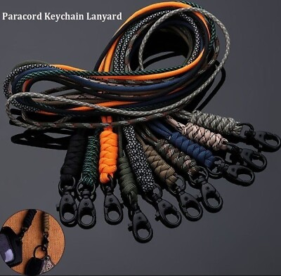 #ad 550 Paracord Keychain ID Lanyard w Black Lobster Clasp USA Seller Many Colors $6.99