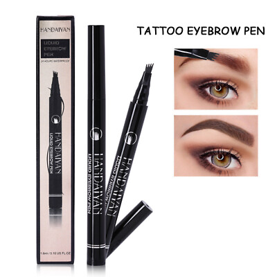 #ad New 3D Eyebrow Tattoo Fork Pen Pencil Microblading 4Tip Brow Enhancer Waterproof $3.49