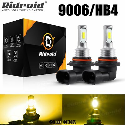 #ad Pair 9006 HB4 LED Headlight Light Bulbs Kit Low Beam 3000K Super Yellow Fog Lamp $11.99