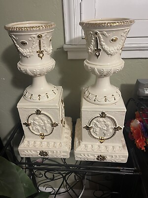 #ad Vintage Pair of Base And Vase Urns $450.00
