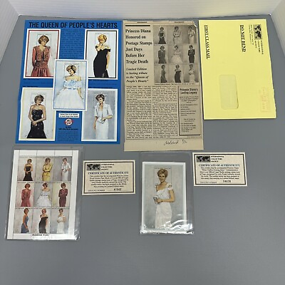 #ad Lot Princess Diana Stamps Royal Gowns Dresses Set of 9 TOGO W COA W Form Ad New $27.06