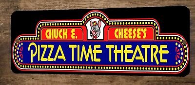 #ad Chuck E Cheese Pizza Time Theater 4x12 Metal Wall Video Game Marquee Banner Sign $19.95