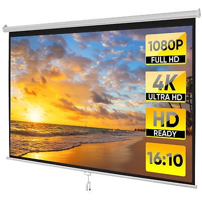 #ad Easy Pull down 100quot; Projector Screen 16:10hd Projection Screen Manual Home $48.58