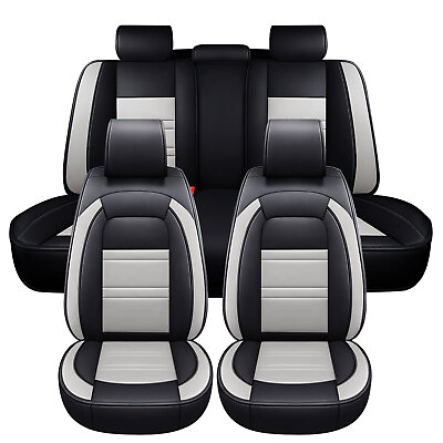 #ad Deluxe PU Leather Car Seat Cover Full Set 5 Seat Front Rear Protector For Toyota $78.99