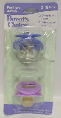 #ad Parents Choice New Open 2 Pack Orthodontic Natural Latex Pacifiers 3 18 Month $15.00