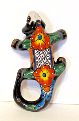 #ad Mexican Folk Art Talavera Pottery Handmade Hand Painted Iguana Lizard Wall Art $35.99