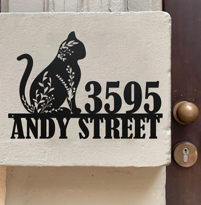 #ad Custom Cat House Number Sign Custom Address Number Marker House Numbers Sign $71.24