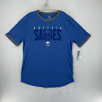 #ad Buffalo Sabres NHL Soft Blend Logo Short Sleeve T shirt Adult L Blue Gray $13.46
