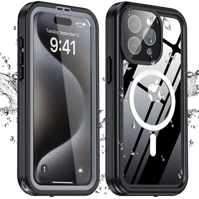 #ad For iPhone 15 Pro Max Case Waterproof IP68 Underwater Shockproof MagSafe Cover $10.99