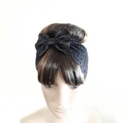 #ad Black Bow Headband. Handmade Hairband. Lace Head Wrap. Fashion Hair Wrap. $8.99