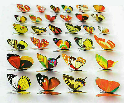 #ad 100 PCS Multicolor Artificial Butterflies with Magnet Home Decorations 12 24 36 $7.21