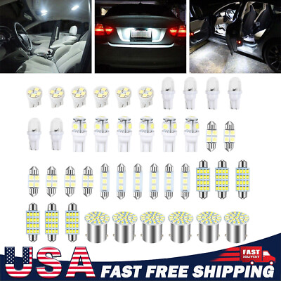 #ad 42PCS Car Interior Combo LED Map Dome Door Trunk License Plate Light Bulbs White $6.40
