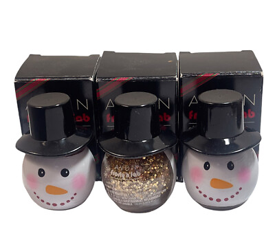 #ad AVON Frosty’nFab Glitter Nail Polish 3 Pk Golden Tinsel Bronze Bow Snowflake NOS $13.99