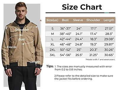 #ad Wantdo Mens Military Cotton Stand Collar Casual Bomber Jacket XX Large Khaki $7.99