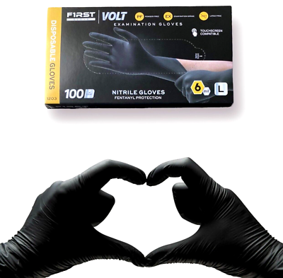 #ad First Glove 6 Mils Black Nitrile Gloves Latex amp; Powder Free Heavy Duty Gloves $129.99