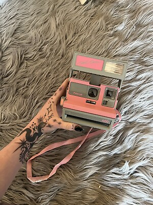 #ad Vintage Pink Polaroid 600 Cool Cam Instant Camera w. Pink Strap $75.00