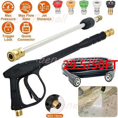 #ad 3000 PSI High Pressure Car Power Washer Spray Gun Wand Nozzles And Hose Kit M22 $5.59