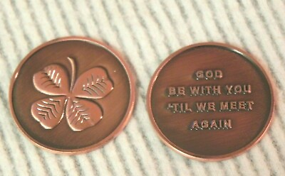 #ad Lucky Coin Clover Four Leaf Shamrock Token God Be with You Pocket Piece Irish $6.79