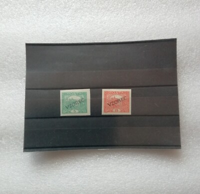 #ad CZECHOSLOVAKIA 1918 set 2 Imperf. Stamps With Overprint VZOREC SPECIMEN MH $80.00