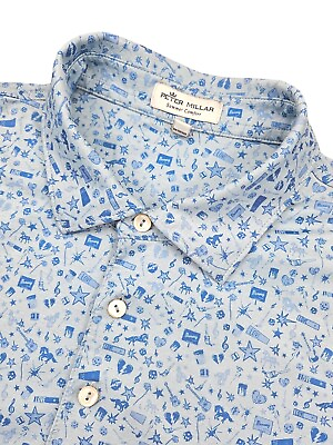 #ad Peter Millar Summer Comfort Men#x27;s Large Night Rock Short Sleeve Golf Polo Shirt $33.49