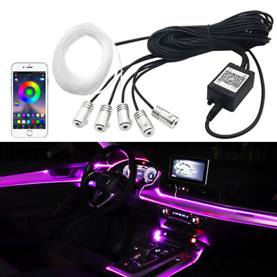 #ad Car LED Interior Strip Light Atmosphere Neon Glow APP Control Ambient Light Kits $18.99