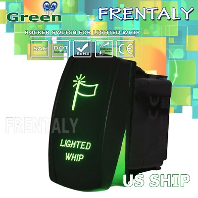Green LED Lighted Whip Laser Rocker Switch ON OFF LED Light 20A 12V 5pin $8.95