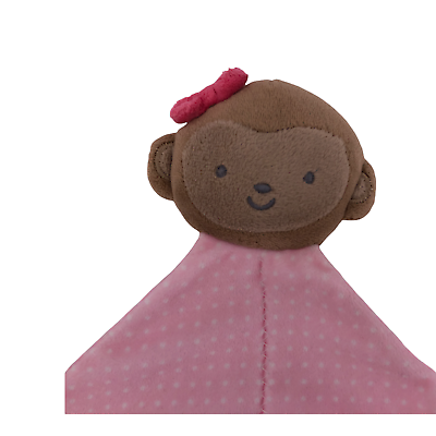 #ad Carter#x27;s Just One You Brown Monkey Lovey Security Blanket w Rattle Pink Blanket $12.95