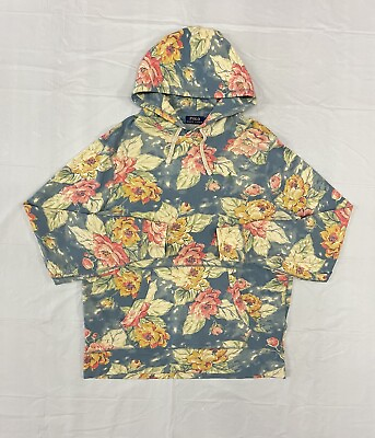 #ad Polo Ralph Lauren Hoodie Sweater Large Blue Pink Yellow Mens Floral Cotton $29.99