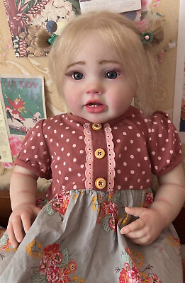 #ad 24in Toddler Doll Reborn Baby Girl Realistic Rooted Mohair Handmade Art Toy Gift $147.99