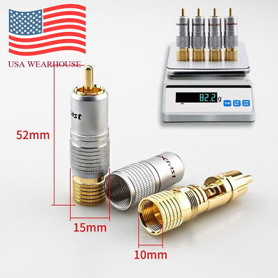 #ad 4Pcs Locking Audiocrast RCA Connector Plug Audio Cable Gold Plated RCA Terminal $11.40