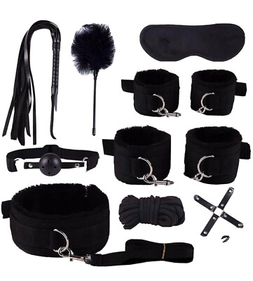 #ad 10PCS BDSM Bondage SM Handcuff Kit Restraint Set Love Handcuffs Multicolor Strap $20.00