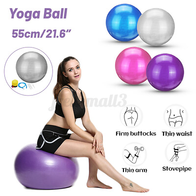 #ad 55CM Yoga Ball Pilates Fitness Gym Sport Balance Exercise Swiss Ball Anti AU $35.51