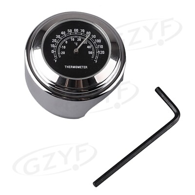 #ad Bike Motorcycle 7 8quot; Handlebar Temp Black Dial Clock Thermometer Chrome Mount GBP 7.12