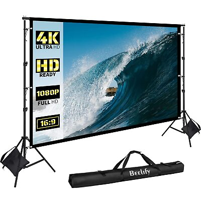 #ad Projector Screen with Stand 120 Inch Indoor Outdoor Portable Projection Scre... $70.50