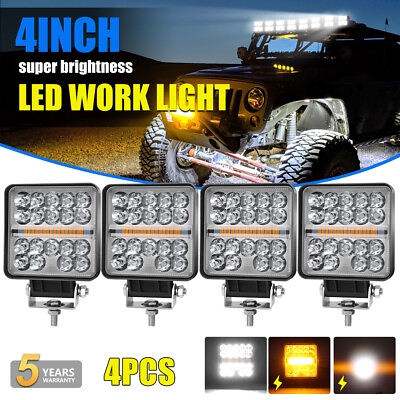 #ad 4pcs 4quot;Inch LED Work Light Dual Color Off Road Driving SUV ATV Reverse Fog Light $55.69