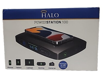 #ad HALO PowerStation 100 Portable PowerBank Wireless Charging LED Power outlets. $64.99