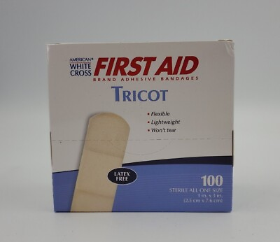 #ad American White Cross Adhesive Tricot Bandages 1quot; x 3quot; Box of 100 #1790033 $9.99