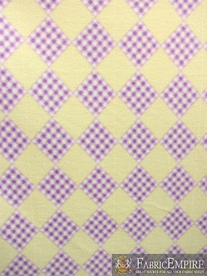 #ad Polar Fleece Fabric Print TARTAN PURPLE YELLOW BACKGROUND Sold By The Yard $6.90