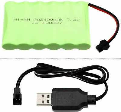 #ad 7.2V 2400mAh Ni MH AA Rechargeable Battery Pack with SM 2P 2Pin Plug USB Charger $17.99