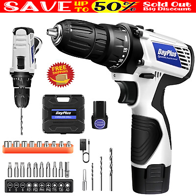 #ad Cordless Drill Electric Screwdriver Drill Driver Rechargeable Battery Power Tool $34.84